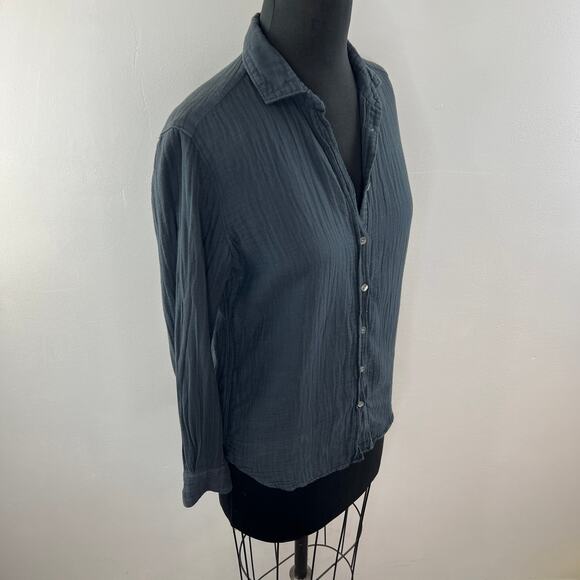 HARTFORD ALTERNATIVE CLASSICS Gray Cotton Gauze Button Down Long Sleeve Shirt 2 - Picture 3 of 8